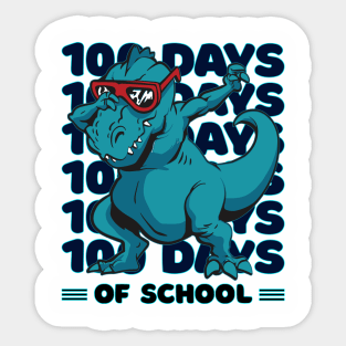 100 Days of school typography featuring a T-rex dino Dabbing #2 Sticker